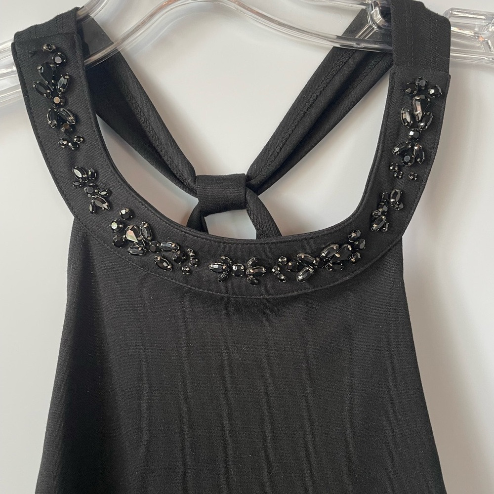 Black Swan Black Embellished Open Back Above Knee Dress